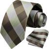 image:imageHISDERN Ties for Men Plaid Checkered Tie with Pocket Square Woven Business Formal Necktie Handkerchief Set Wedding PartyCbrown 3