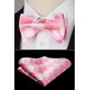 image:imageBow Ties for Men Check Plaid Self Tie Bow Tie and Pocket Square Bowtie Formal Tuxedo Wedding Bowties Handkerchief SetA07pink