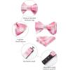 image:imageBow Ties for Men Check Plaid Self Tie Bow Tie and Pocket Square Bowtie Formal Tuxedo Wedding Bowties Handkerchief SetA07pink