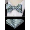 image:imageBow Ties for Men Check Plaid Self Tie Bow Tie and Pocket Square Bowtie Formal Tuxedo Wedding Bowties Handkerchief SetD08greenLight Blue