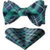 image:imageBow Ties for Men Check Plaid Self Tie Bow Tie and Pocket Square Bowtie Formal Tuxedo Wedding Bowties Handkerchief SetD07green Black