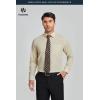 image:imageHISDERN 503 Mens Dress Shirt Slim Fit Long Sleeve Button Down Wrinkle Free Set with Tie Pocket Square Formal Business WeddingBeigeBrown