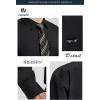 image:imageHISDERN 503 Mens Dress Shirt Slim Fit Long Sleeve Button Down Wrinkle Free Set with Tie Pocket Square Formal Business WeddingBlack2Plaid