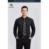 image:imageHISDERN 503 Mens Dress Shirt Slim Fit Long Sleeve Button Down Wrinkle Free Set with Tie Pocket Square Formal Business WeddingBlack2Plaid