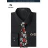 image:imageHISDERN 503 Mens Dress Shirt Slim Fit Long Sleeve Button Down Wrinkle Free Set with Tie Pocket Square Formal Business WeddingBlackFloral