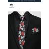 image:imageHISDERN 503 Mens Dress Shirt Slim Fit Long Sleeve Button Down Wrinkle Free Set with Tie Pocket Square Formal Business WeddingBlackFloral
