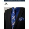 image:imageHISDERN 503 Mens Dress Shirt Slim Fit Long Sleeve Button Down Wrinkle Free Set with Tie Pocket Square Formal Business WeddingBlue2Plaid