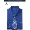 image:imageHISDERN 503 Mens Dress Shirt Slim Fit Long Sleeve Button Down Wrinkle Free Set with Tie Pocket Square Formal Business WeddingBlue2Plaid