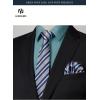 image:imageHISDERN 503 Mens Dress Shirt Slim Fit Long Sleeve Button Down Wrinkle Free Set with Tie Pocket Square Formal Business WeddingBlue3Striped