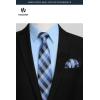 image:imageHISDERN 503 Mens Dress Shirt Slim Fit Long Sleeve Button Down Wrinkle Free Set with Tie Pocket Square Formal Business WeddingBlueStriepd