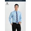 image:imageHISDERN 503 Mens Dress Shirt Slim Fit Long Sleeve Button Down Wrinkle Free Set with Tie Pocket Square Formal Business WeddingBlueStriepd