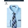 image:imageHISDERN 503 Mens Dress Shirt Slim Fit Long Sleeve Button Down Wrinkle Free Set with Tie Pocket Square Formal Business WeddingBlueStriepd