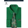 image:imageHISDERN 503 Mens Dress Shirt Slim Fit Long Sleeve Button Down Wrinkle Free Set with Tie Pocket Square Formal Business WeddingGreen2Paisley