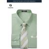 image:imageHISDERN 503 Mens Dress Shirt Slim Fit Long Sleeve Button Down Wrinkle Free Set with Tie Pocket Square Formal Business WeddingGreen4Plaid