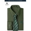 image:imageHISDERN 503 Mens Dress Shirt Slim Fit Long Sleeve Button Down Wrinkle Free Set with Tie Pocket Square Formal Business WeddingGreenStriped