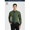 image:imageHISDERN 503 Mens Dress Shirt Slim Fit Long Sleeve Button Down Wrinkle Free Set with Tie Pocket Square Formal Business WeddingGreenStriped