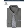 image:imageHISDERN 503 Mens Dress Shirt Slim Fit Long Sleeve Button Down Wrinkle Free Set with Tie Pocket Square Formal Business WeddingGreyPattern