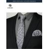 image:imageHISDERN 503 Mens Dress Shirt Slim Fit Long Sleeve Button Down Wrinkle Free Set with Tie Pocket Square Formal Business WeddingGreyPattern