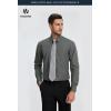 image:imageHISDERN 503 Mens Dress Shirt Slim Fit Long Sleeve Button Down Wrinkle Free Set with Tie Pocket Square Formal Business WeddingGreyPattern