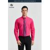 image:imageHISDERN 503 Mens Dress Shirt Slim Fit Long Sleeve Button Down Wrinkle Free Set with Tie Pocket Square Formal Business WeddingHot PinkPaisley
