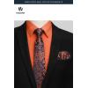 image:imageHISDERN 503 Mens Dress Shirt Slim Fit Long Sleeve Button Down Wrinkle Free Set with Tie Pocket Square Formal Business WeddingOrangePaisley