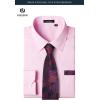 image:imageHISDERN 503 Mens Dress Shirt Slim Fit Long Sleeve Button Down Wrinkle Free Set with Tie Pocket Square Formal Business WeddingPinkPaisley