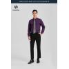 image:imageHISDERN 503 Mens Dress Shirt Slim Fit Long Sleeve Button Down Wrinkle Free Set with Tie Pocket Square Formal Business WeddingPurpleStriepd