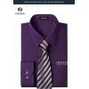 image:imageHISDERN 503 Mens Dress Shirt Slim Fit Long Sleeve Button Down Wrinkle Free Set with Tie Pocket Square Formal Business WeddingPurpleStriepd