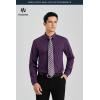 image:imageHISDERN 503 Mens Dress Shirt Slim Fit Long Sleeve Button Down Wrinkle Free Set with Tie Pocket Square Formal Business WeddingPurpleStriepd
