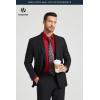 image:imageHISDERN 503 Mens Dress Shirt Slim Fit Long Sleeve Button Down Wrinkle Free Set with Tie Pocket Square Formal Business WeddingRed2Paisley