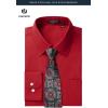 image:imageHISDERN 503 Mens Dress Shirt Slim Fit Long Sleeve Button Down Wrinkle Free Set with Tie Pocket Square Formal Business WeddingRed2Paisley