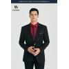 image:imageHISDERN 503 Mens Dress Shirt Slim Fit Long Sleeve Button Down Wrinkle Free Set with Tie Pocket Square Formal Business WeddingRedPaisley