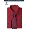 image:imageHISDERN 503 Mens Dress Shirt Slim Fit Long Sleeve Button Down Wrinkle Free Set with Tie Pocket Square Formal Business WeddingRedPaisley