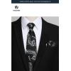 image:imageHISDERN 503 Mens Dress Shirt Slim Fit Long Sleeve Button Down Wrinkle Free Set with Tie Pocket Square Formal Business WeddingWhitePaisley