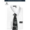 image:imageHISDERN 503 Mens Dress Shirt Slim Fit Long Sleeve Button Down Wrinkle Free Set with Tie Pocket Square Formal Business WeddingWhitePaisley