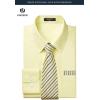 image:imageHISDERN 503 Mens Dress Shirt Slim Fit Long Sleeve Button Down Wrinkle Free Set with Tie Pocket Square Formal Business WeddingYellow2Striped