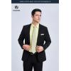 image:imageHISDERN 503 Mens Dress Shirt Slim Fit Long Sleeve Button Down Wrinkle Free Set with Tie Pocket Square Formal Business WeddingYellow2Striped
