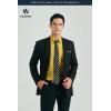image:imageHISDERN 503 Mens Dress Shirt Slim Fit Long Sleeve Button Down Wrinkle Free Set with Tie Pocket Square Formal Business WeddingYellowStriped