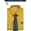 image:imageHISDERN 503 Mens Dress Shirt Slim Fit Long Sleeve Button Down Wrinkle Free Set with Tie Pocket Square Formal Business WeddingYellowStriped