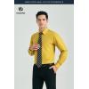 image:imageHISDERN 503 Mens Dress Shirt Slim Fit Long Sleeve Button Down Wrinkle Free Set with Tie Pocket Square Formal Business WeddingYellowStriped