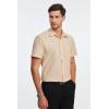 image:imageHISDERN Mens Short Sleeve Dress Shirts Oxford Solid Casual Button Dwon Collar Shirt with Pocket Regular Fit BusinessBeige