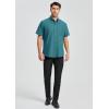 image:imageHISDERN Mens Short Sleeve Dress Shirts Oxford Solid Casual Button Dwon Collar Shirt with Pocket Regular Fit BusinessTeal