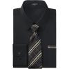 image:imageHISDERN 503 Mens Dress Shirt Slim Fit Long Sleeve Button Down Wrinkle Free Set with Tie Pocket Square Formal Business WeddingBlack2Plaid