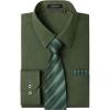 image:imageHISDERN 503 Mens Dress Shirt Slim Fit Long Sleeve Button Down Wrinkle Free Set with Tie Pocket Square Formal Business WeddingGreenStriped