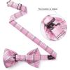 image:imageHISDERN Bow Ties for Men Pretied Bowties Classic Formal Business Bow Tie Adjustable Tuxedo Bowtie for Wedding PartyB1pink Plaid 2