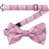 image:imageHISDERN Bow Ties for Men Pretied Bowties Classic Formal Business Bow Tie Adjustable Tuxedo Bowtie for Wedding PartyB1pink Plaid 2
