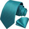 image:imageHISDERN Polka Dot Ties for Men Classic Silk Ties and Pocket Square Formal Business Necktie Handkerchief Wedding PartyAteal