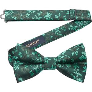 image:imageHISDERN Bow Ties for Men Pretied Bowties Classic Formal Business Bow Tie Adjustable Tuxedo Bowtie for Wedding PartyB10green Floral