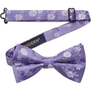 image:imageHISDERN Bow Ties for Men Pretied Bowties Classic Formal Business Bow Tie Adjustable Tuxedo Bowtie for Wedding PartyB10purple Floral