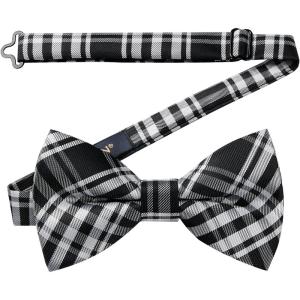 image:imageHISDERN Bow Ties for Men Pretied Bowties Classic Formal Business Bow Tie Adjustable Tuxedo Bowtie for Wedding PartyB1black Plaid